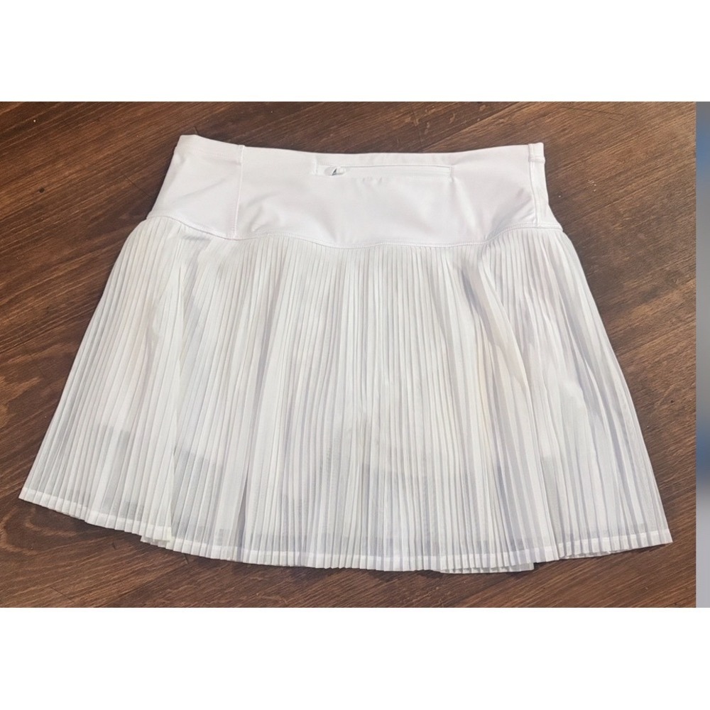 IBKUL Solid Mesh skort‎ UPF 50 women size Large white pleated back zipper waist